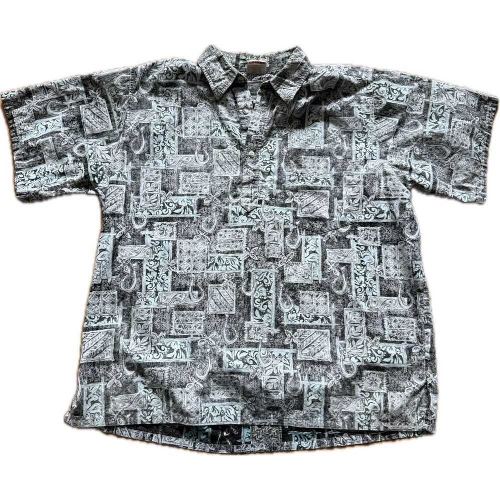 Go Barefoot Makau Fish Hook Hawaiian Shirt Men’s Size XL